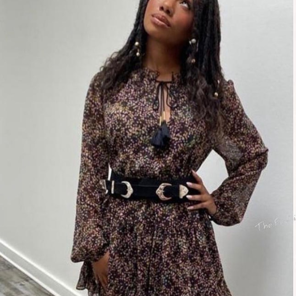 Rebecca Minkoff Ruffled Rosemary Mni Dress in Purple Leopard Print size S - Picture 6 of 16